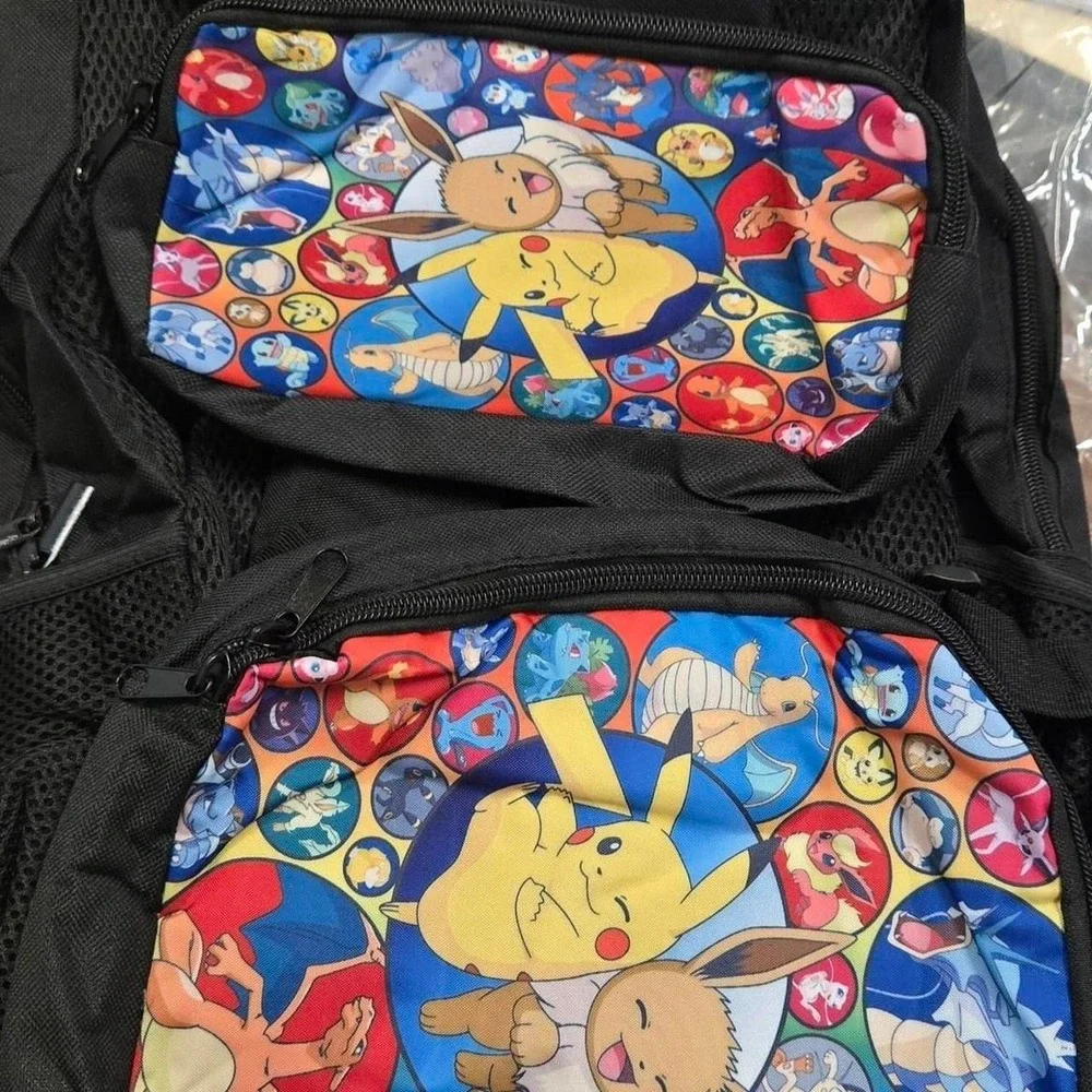 3 piece set pokemon Backpack Pikachu Eevee Charizard Collage School Bag